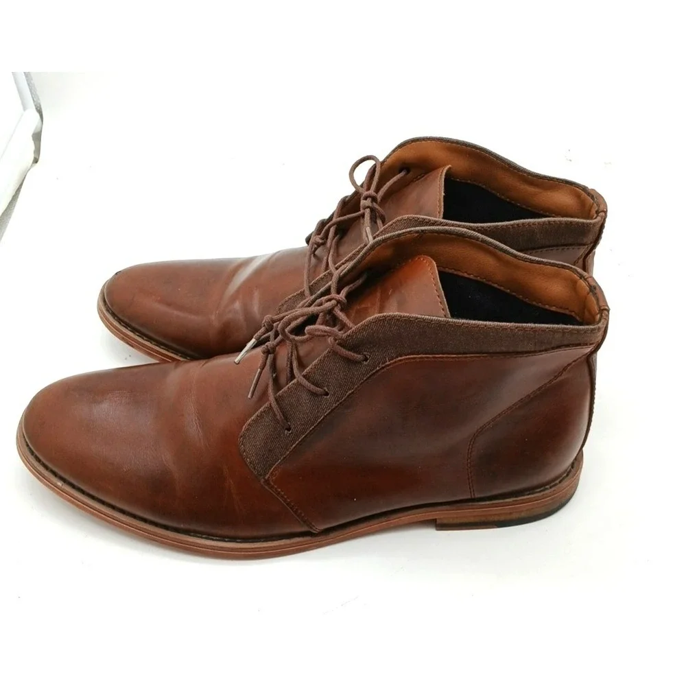 Call‎ It Spring Mens Leather Chukka Chelsea Boots Ankle Brown Lace Up Shoes 11